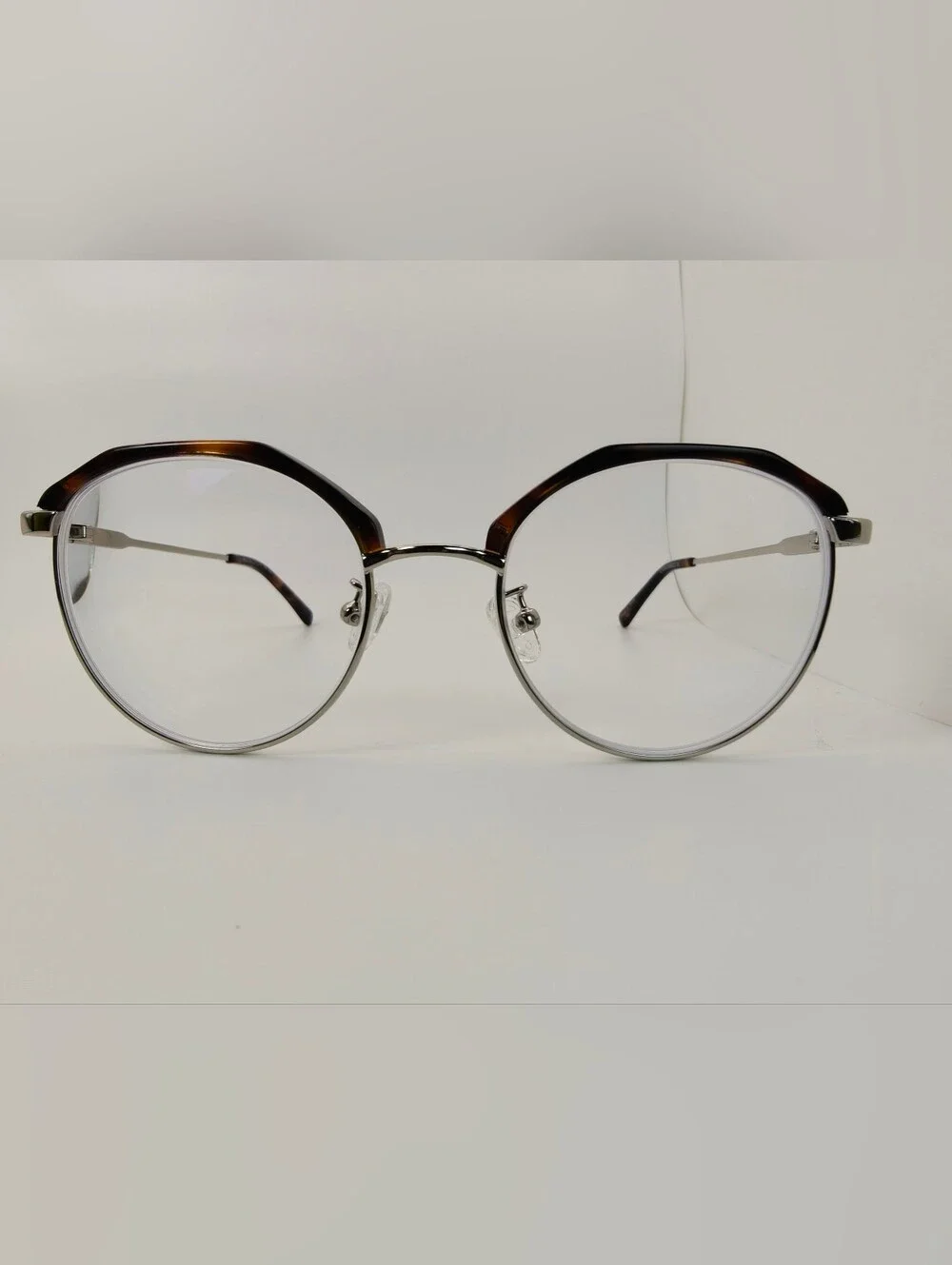 Festival. Round  Chrome Metal & Tortoiseshell Optical Glasses - Silver & Brown
